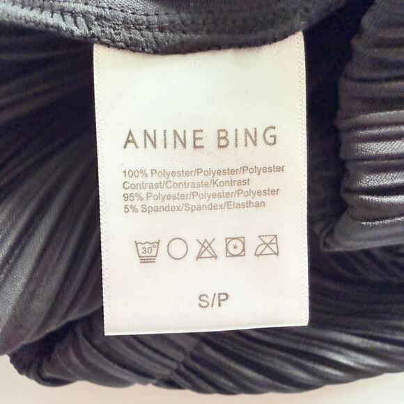 Anine Bing Billie Pant Black Pleated Satin Size Small Party Cocktail NYE Holiday - Picture 6 of 9